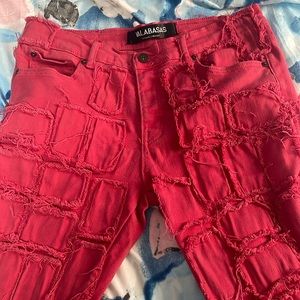 Valabasas distressed stacked red denim size 34